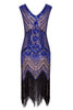 Laden Sie das Bild in den Galerie-Viewer, 1920er Vintage Königsblau Pailletten Flapper Kleid