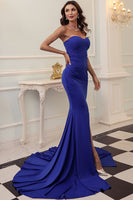 Laden Sie das Bild in den Galerie-Viewer, Schwarzes Meerjungfrau Herzausschnitt Langes Ballkleid