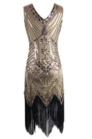 Laden Sie das Bild in den Galerie-Viewer, Gold Glitzer Franse 1920er Flapper Kleid
