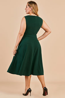 Dunkelgrün Große Größen Vintage Swing Kleid