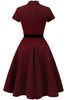 Laden Sie das Bild in den Galerie-Viewer, Burgunder 50er Jahre Vintage Kleid mit Ärmeln
