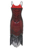 Laden Sie das Bild in den Galerie-Viewer, Schwarze rote Spaghettiträger Kleid der 1920er Jahre