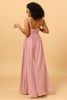 Laden Sie das Bild in den Galerie-Viewer, Schönes A-Linie Blush langes Brautjungfernkleid mit Schlitz