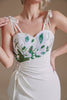 Laden Sie das Bild in den Galerie-Viewer, Weißes Meerjungfrau Rückenloses Pinsel Schleppe Brautkleid mit Applikationen