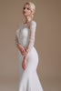 Laden Sie das Bild in den Galerie-Viewer, Weißes Meerjungfrau Langarm Pinsel Schleppe Brautkleid mit Spitze