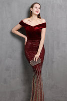 Laden Sie das Bild in den Galerie-Viewer, Gold Meerjungfrau Pailletten Langes Ballkleid