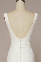 Laden Sie das Bild in den Galerie-Viewer, Meerjungfrau-Linie Karree Hochzeitskleid mit Pinsel Schleppe Weißes