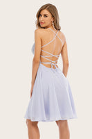 Laden Sie das Bild in den Galerie-Viewer, Graues Strass kurzes Abiballkleid