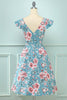 Laden Sie das Bild in den Galerie-Viewer, Blau Rose Floral Vintage Kleid