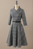 Laden Sie das Bild in den Galerie-Viewer, Retro Stil Dunkelgraues Vintage Kleid mit langen Ärmeln