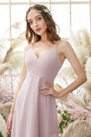 Laden Sie das Bild in den Galerie-Viewer, Blush Hoch Niedrig Chiffon Brautjungfernkleid