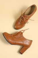 Laden Sie das Bild in den Galerie-Viewer, Schwarzes Leder Klobige Absätze