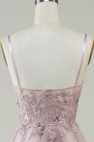 Laden Sie das Bild in den Galerie-Viewer, Glitzerndes langes Ballkleid aus Tüll in A-Linie mit Spitze