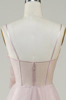 Laden Sie das Bild in den Galerie-Viewer, Blush A-Linie Korsett Langes Tüll Ballkleid mit Applikationen