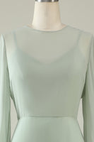 Laden Sie das Bild in den Galerie-Viewer, Mint Hochzeitsgastkleid mit langen Ärmeln