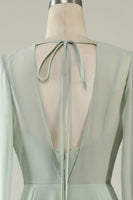 Laden Sie das Bild in den Galerie-Viewer, Mint Hochzeitsgastkleid mit langen Ärmeln