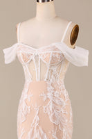 Laden Sie das Bild in den Galerie-Viewer, Champagner Meerjungfrau Langes Brautkleid mit Spitze